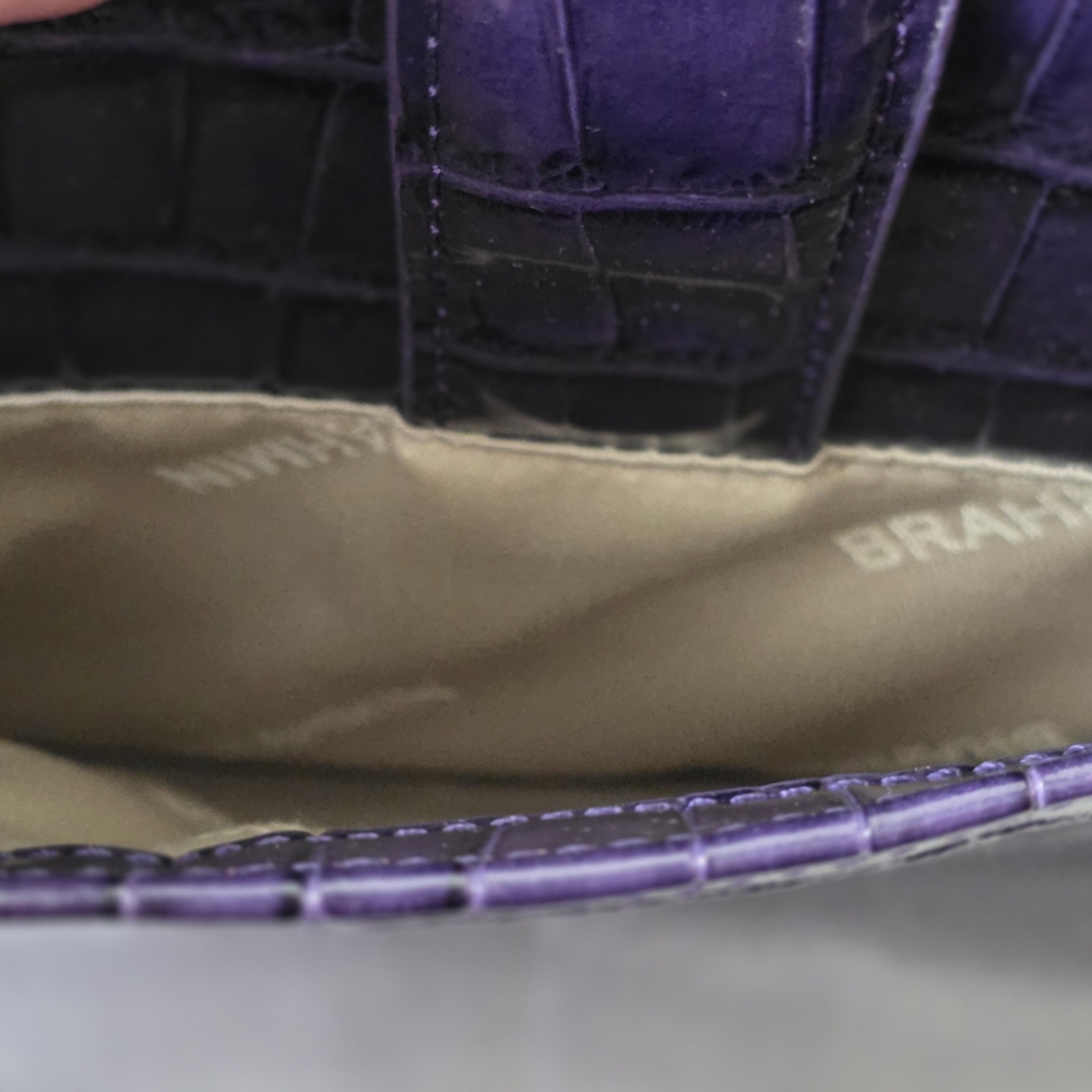 Brahmin Adrian Satchel Purple Croc Embossed Leather Voltage Violet NWT - Picture 7 of 16